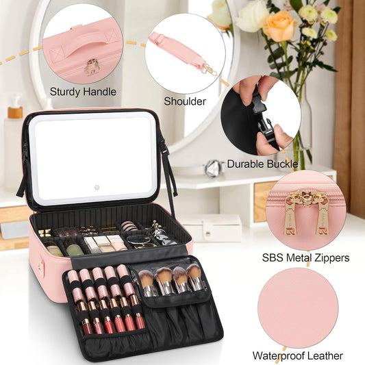 COSMETIQUERA CON ESPEJO LED